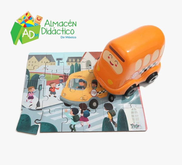 CAMION ESCOLAR CON ROMPECABEZAS