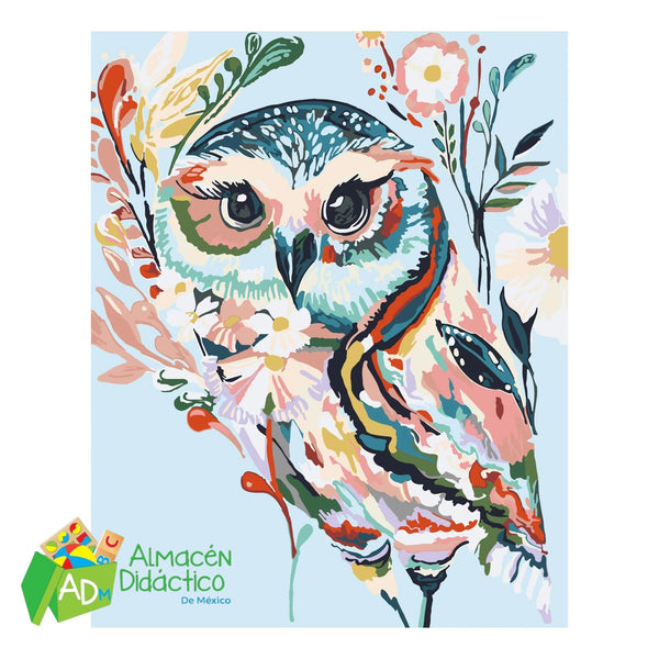 PINTA POR NUMERO - BUHO DE COLORES