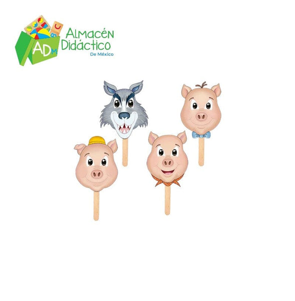 MÁSCARAS PARA CUENTOS LOS 3 COCHINITOS (4 PIEZAS)