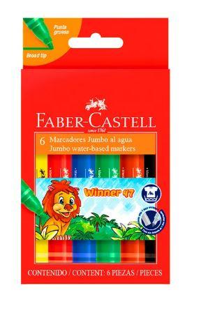 PLUMONES GRUESOS WINNER 47 CON 6 PLUMONES - FABER CASTELL