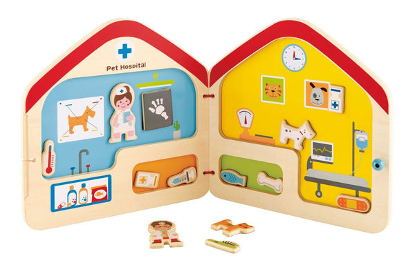 LIBRO MAGNÉTICO INFANTIL VETERINARIO - HAPE - VISIT THE VET MAGNETIC BOOK