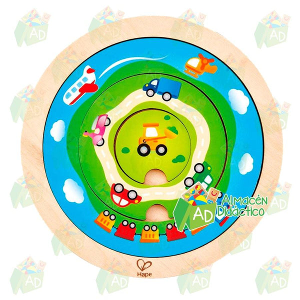 ROMPECABEZAS DE TRANSPORTE GIRATORIO  - HAPE  -  SPINNING TRANSPORT PUZZLE